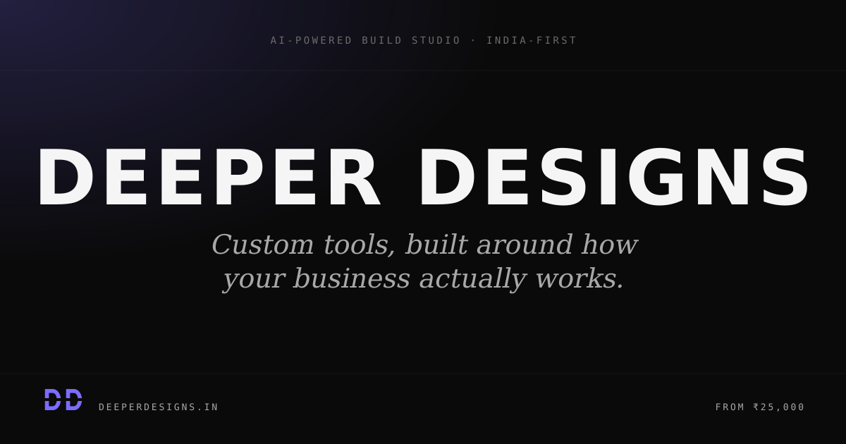 Deeper Designs · Custom tools for Indian businesses